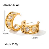 1 Pair Ig Style C Shape Heart Shape Plating Inlay Stainless Steel Zircon 18k Gold Plated Ear Studs sku image 1