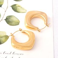 1 Pair Simple Style Geometric Plating Titanium Steel 18k Gold Plated Earrings main image 2