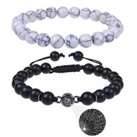 Casual Round Black Frosted Stone  Stone Natural Stone Bracelets main image 4