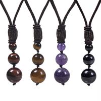 Simple Style Printing Natural Stone Pendant Necklace main image 3