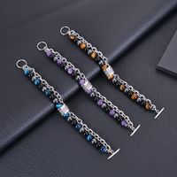 Elegant Multicolor Stainless Steel Natural Stone Beaded Men's Bracelets main image 3