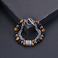 Simple Style Multicolor Stainless Steel Natural Stone Beaded Men's Bracelets sku image 1