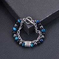 Simple Style Multicolor Stainless Steel Natural Stone Beaded Men's Bracelets sku image 2