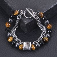 Simple Style Multicolor Stainless Steel Natural Stone Beaded Men's Bracelets main image 2