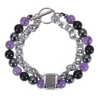 Elegant Multicolor Stainless Steel Natural Stone Beaded Men's Bracelets sku image 3