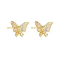 1 Pair Elegant Shiny Butterfly Inlay Sterling Silver Zircon Ear Studs main image 2