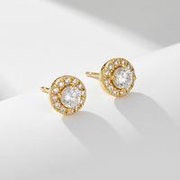 1 Pair Elegant Commute Round Inlay Sterling Silver Zircon Ear Studs main image 3