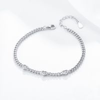 Simple Style Heart Shape Sterling Silver Inlay Zircon Bracelets sku image 2