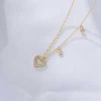Wholesale Sweet Heart Shape Sterling Silver Inlay Zircon Pendant Necklace sku image 1