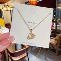 Ig Style Novelty Planet Titanium Steel Plating Inlay Opal Zircon Gold Plated Pendant Necklace main image 4