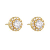 1 Pair Elegant Commute Round Inlay Sterling Silver Zircon Ear Studs main image 2