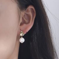 1 Pair Elegant Flower Inlay Imitation Pearl Sterling Silver Zircon Drop Earrings main image 3