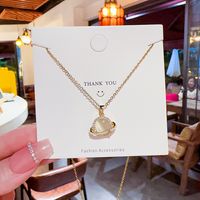 Ig Style Novelty Planet Titanium Steel Plating Inlay Opal Zircon Gold Plated Pendant Necklace main image 1