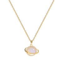 Ig Style Novelty Planet Titanium Steel Plating Inlay Opal Zircon Gold Plated Pendant Necklace main image 3
