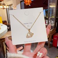 Ig Style Novelty Planet Titanium Steel Plating Inlay Opal Zircon Gold Plated Pendant Necklace main image 2