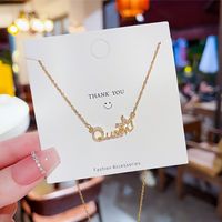 Luxurious Letter Crown Titanium Steel Inlay Zircon Necklace sku image 1