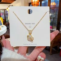 Elegant Brief Herzform Titan Stahl Überzug Inlay Künstliche Perlen Zirkon Vergoldet Halskette Mit Anhänger main image 2