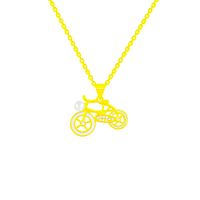 Cute Novelty Bicycle Titanium Steel Plating Inlay Artificial Pearls Zircon Gold Plated Pendant Necklace main image 2