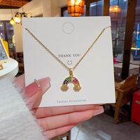 Sweet Clouds Rainbow Titanium Steel Plating Inlay Zircon Gold Plated Pendant Necklace main image 2