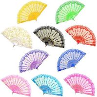 New Solid Color Plastic Women's Lace Rose Folding Fan main image 1