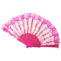 New Solid Color Plastic Women's Lace Rose Folding Fan main image 3