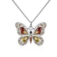 Einfacher Stil Schmetterling Legierung Inlay Strasssteine Frau Halskette Mit Anhänger main image 5