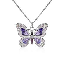 Einfacher Stil Schmetterling Legierung Inlay Strasssteine Frau Halskette Mit Anhänger sku image 4