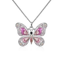 Einfacher Stil Schmetterling Legierung Inlay Strasssteine Frau Halskette Mit Anhänger sku image 2