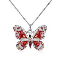 Einfacher Stil Schmetterling Legierung Inlay Strasssteine Frau Halskette Mit Anhänger sku image 1