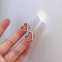 1 Pair Simple Style Heart Shape Polishing Stainless Steel Earrings main image 4