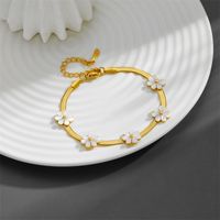 Sweet Flower Butterfly Titanium Steel 18K Gold Plated Acrylic Bracelets In Bulk main image 2