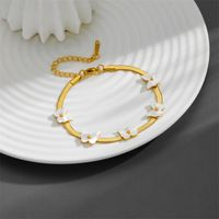 Sweet Flower Butterfly Titanium Steel 18K Gold Plated Acrylic Bracelets In Bulk main image 5