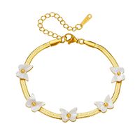 Dulce Flor Mariposa Acero Titanio Chapados en oro de 18k Acrílico Pulsera Al Mayoreo main image 4