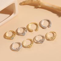 Glam Letter Heart Shape Copper Inlay Zircon 14k Gold Plated Open Ring main image 9