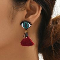 Ethnic Style Eye Alloy Polyester Tassel Women's Drop Earrings sku image 1