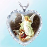 Ethnic Style Heart Shape Glass Copper Wholesale Pendant Necklace sku image 13