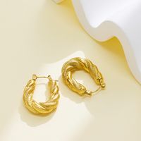 1 Pair Ig Style U Shape Plating Titanium Steel Earrings main image 4