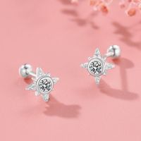 1 Paire Style Simple Star Incruster Argent Sterling Zircon Boucles D'oreilles sku image 1