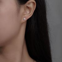 1 Pair Simple Style Star Inlay Sterling Silver Zircon Ear Studs main image 4