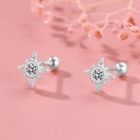 1 Paire Style Simple Star Incruster Argent Sterling Zircon Boucles D'oreilles main image 3