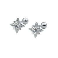 1 Pair Simple Style Star Inlay Sterling Silver Zircon Ear Studs main image 2