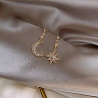 Elegante Estrella Luna Aleación Enchapado Embutido Diamantes De Imitación Mujeres Pendientes De Gota main image 3