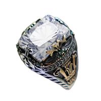 Hip-hop Rectangle Copper Inlay Zircon Men's Rings main image 2