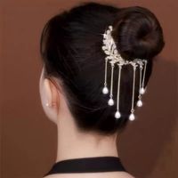 Elegant Tassel Grain Imitation Pearl Alloy Inlay Rhinestones Hair Claws main image 1