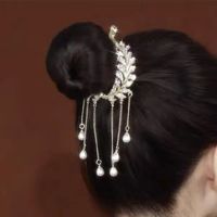 Elegant Tassel Grain Imitation Pearl Alloy Inlay Rhinestones Hair Claws main image 4
