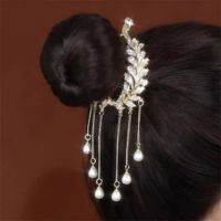 Elegant Tassel Grain Imitation Pearl Alloy Inlay Rhinestones Hair Claws main image 3
