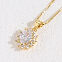 Glam Geometric Copper Inlay Zircon 14k Gold Plated Pendant Necklace sku image 3
