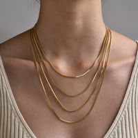Titanium Steel Gold Plated Simple Style Plating Solid Color Necklace main image 6