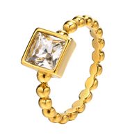 201 Stainless Steel Gold Plated Elegant Plating Inlay Square Zircon Rings main image 5