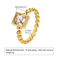 201 Stainless Steel Gold Plated Elegant Plating Inlay Square Zircon Rings main image 3
